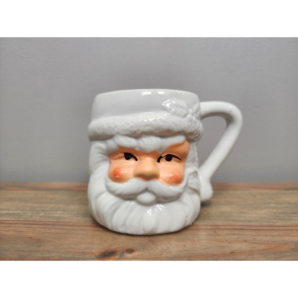 Vintage Christmas Holiday Ceramic Santa Claus Head Face Coffee Mug 1950’s Style